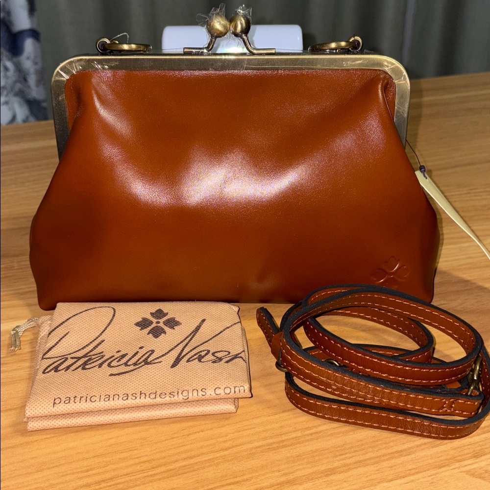 Patricia Nash Heritage Leather Frame Clutch Crossbody – Viola Tan NWT - Picture 5 of 10